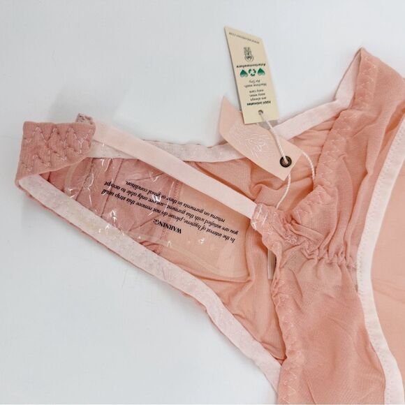 We Are HAH X Free People Women's Key to Ur Heart Sheer Bodysuit Dusty Rose NWT - Picture 6 of 8